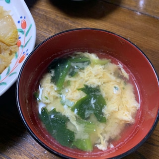 簡単！冷凍ほうれん草とかき卵のお味噌汁